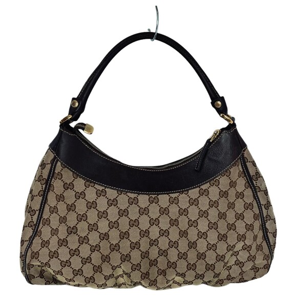 Authentic GUCCI Medium GG Monogram Tan Canvas Sukey Tote Handbag Purse - Picture 3 of 16